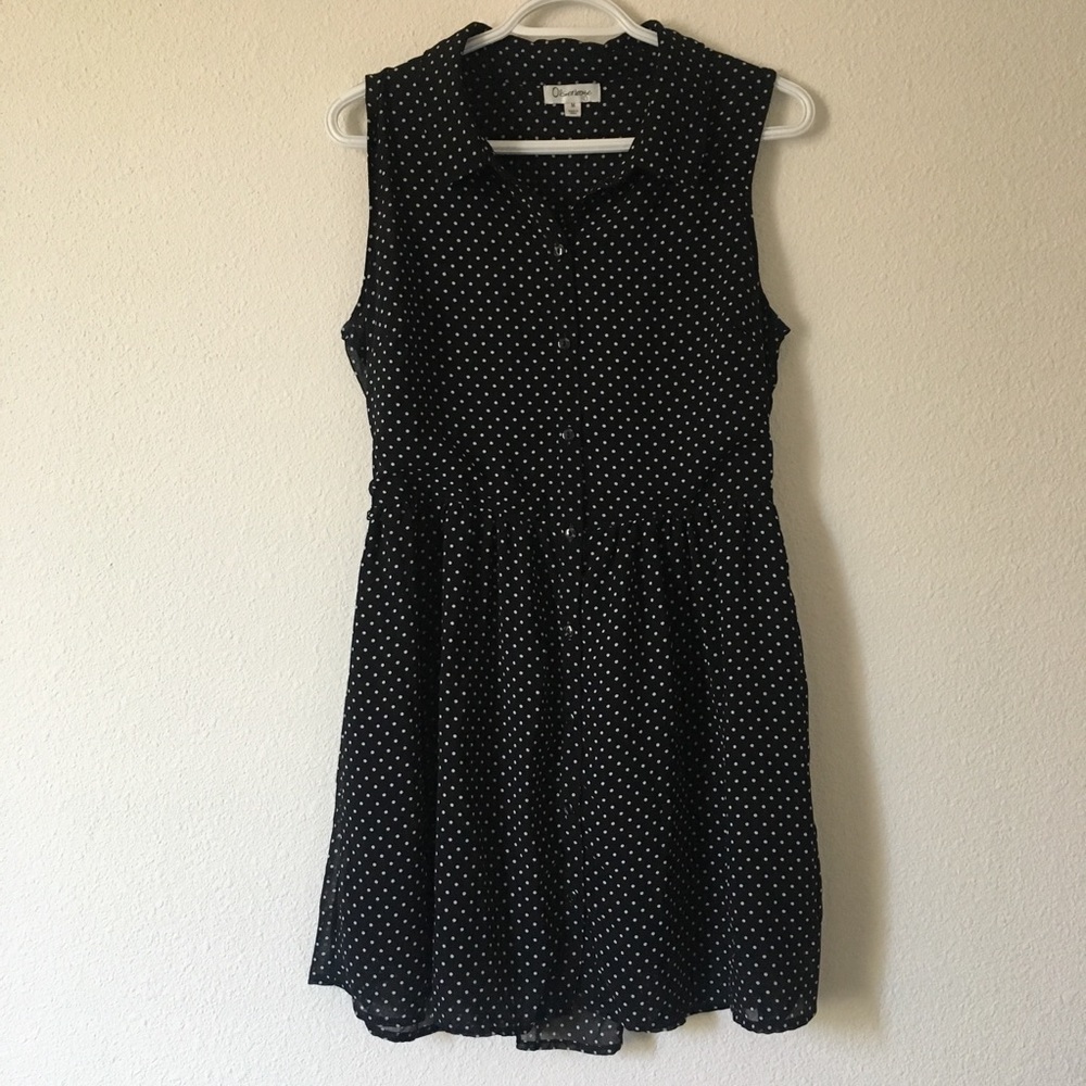 Black & White Polka Dotted Collared Dress